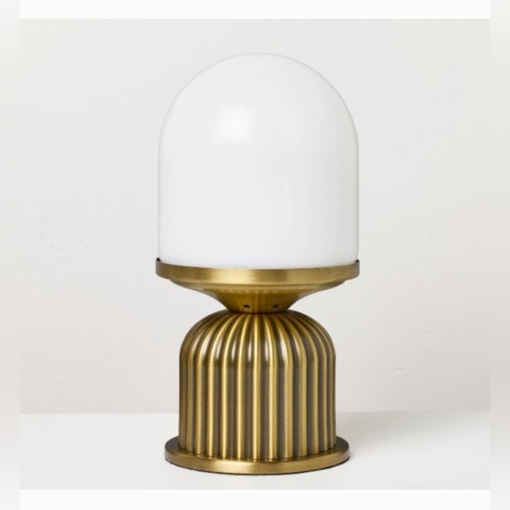 Brass Fluted and Frosted Glass Accent Table Lamp Brass White  Hearth & Hand